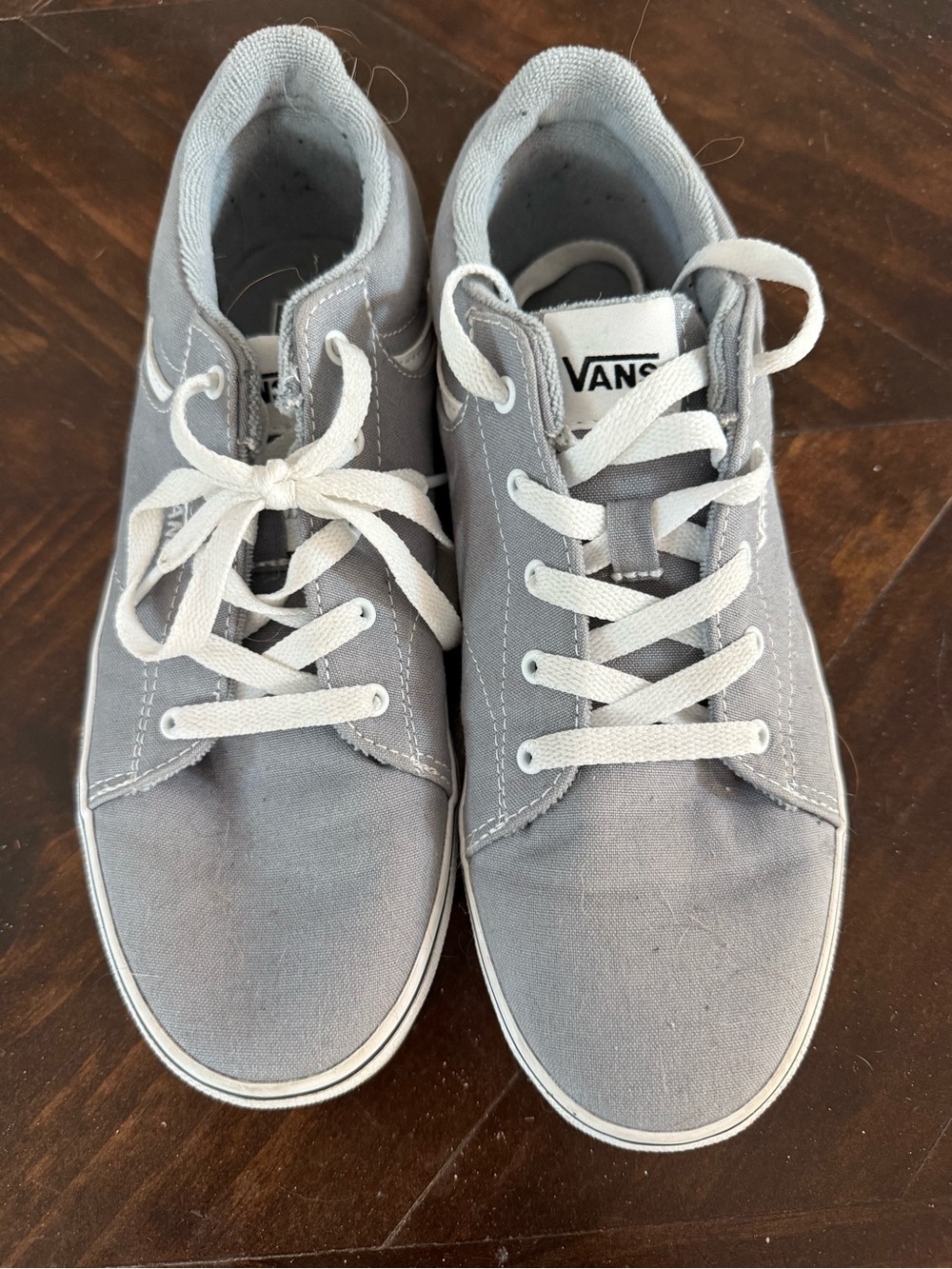 Vans Gray Low-Top Canvas Sneakers with White Laces